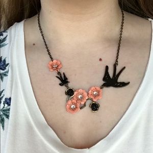 Flower and birds metal Necklace